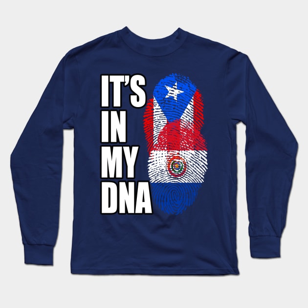 Puerto Rican And Paraguayan Mix DNA Heritage Flag Long Sleeve T-Shirt by Just Rep It!!